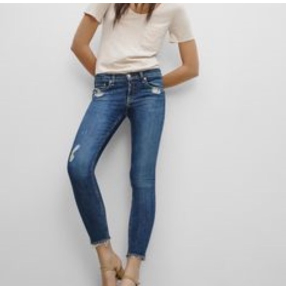 Rag & Bone Size 27 Women's Medium Wash Semi Ripped Skinny Jeans